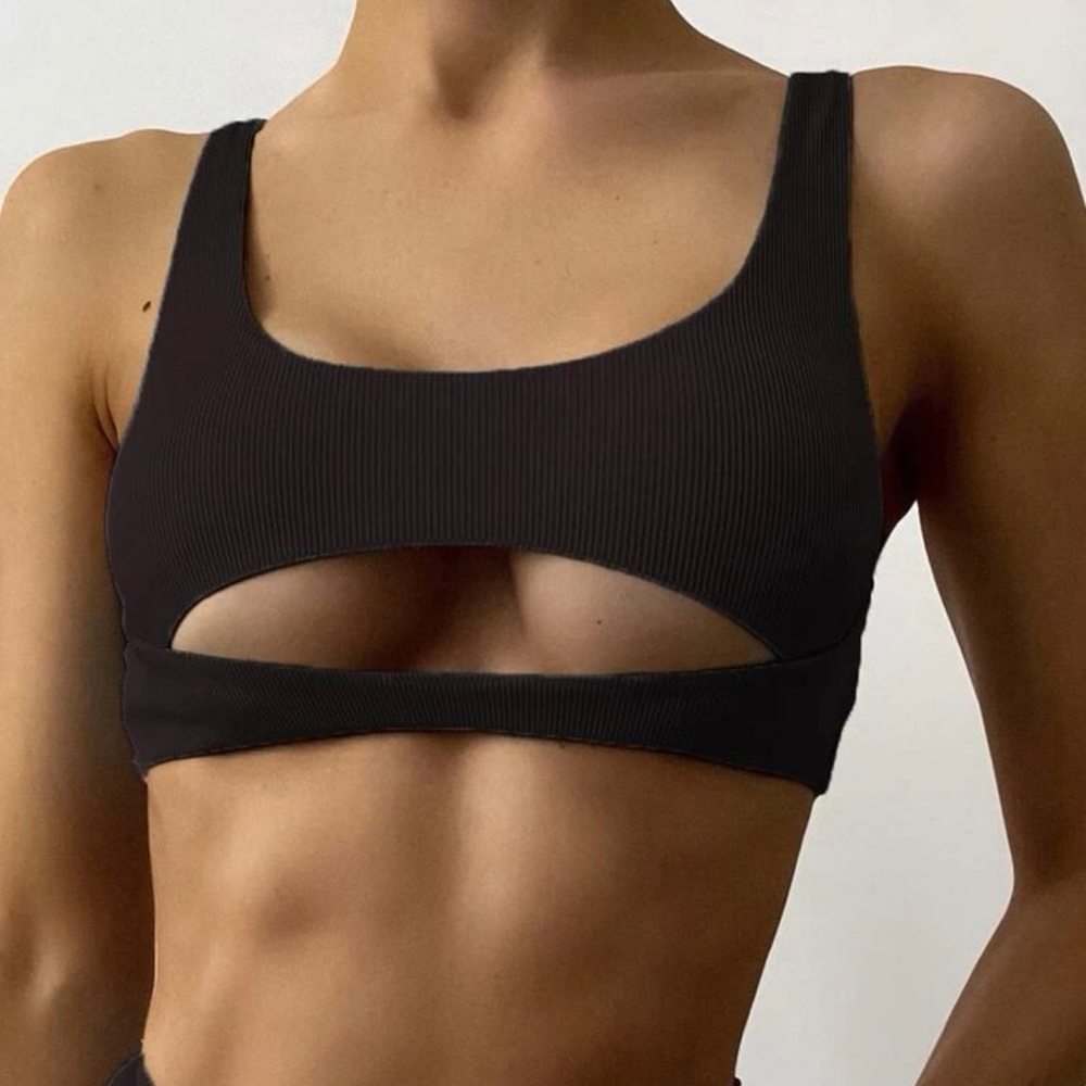 SHEIN Cut-out Rib Bikini Top